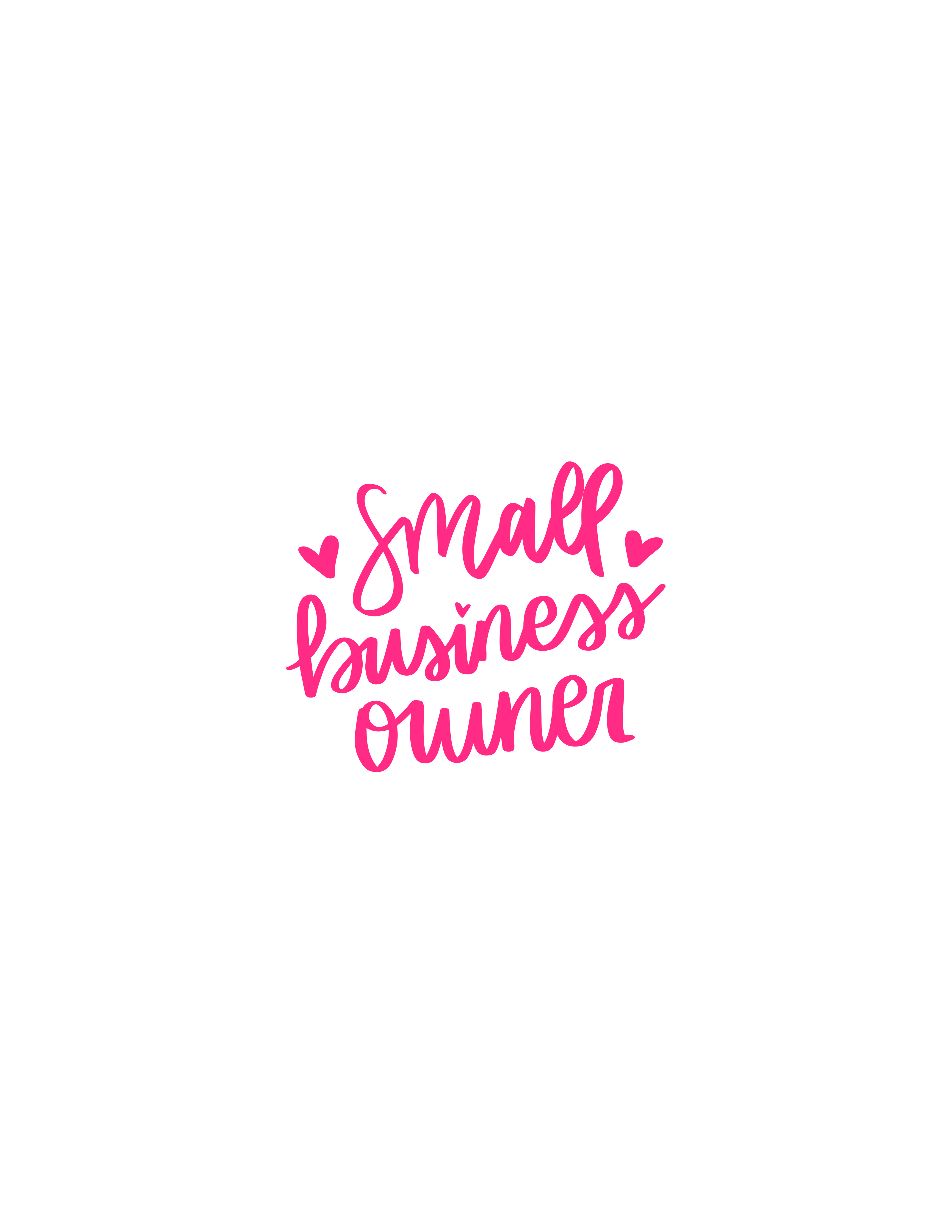 Small business ownebackgroundr written in pink text on a white background